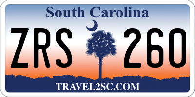 SC license plate ZRS260