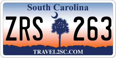 SC license plate ZRS263