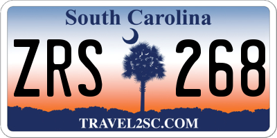 SC license plate ZRS268