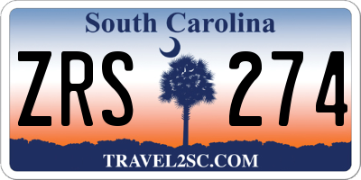 SC license plate ZRS274