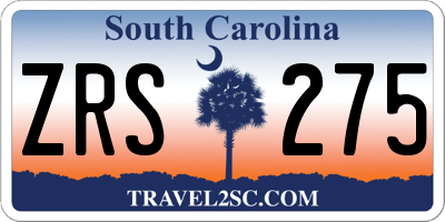 SC license plate ZRS275
