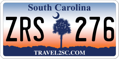 SC license plate ZRS276