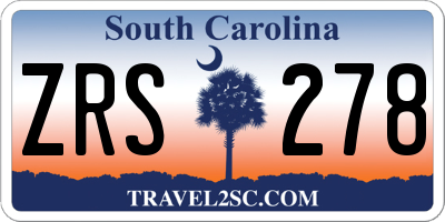 SC license plate ZRS278
