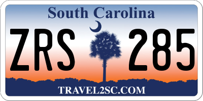 SC license plate ZRS285