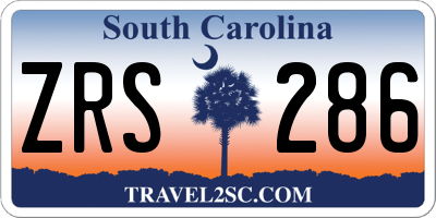 SC license plate ZRS286