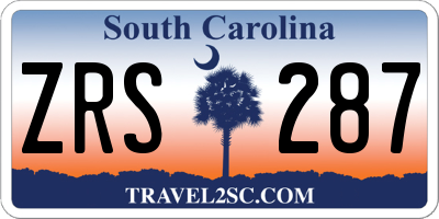 SC license plate ZRS287