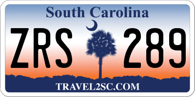 SC license plate ZRS289
