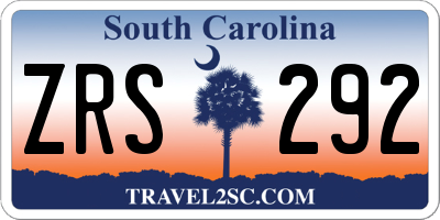SC license plate ZRS292