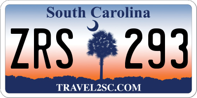 SC license plate ZRS293