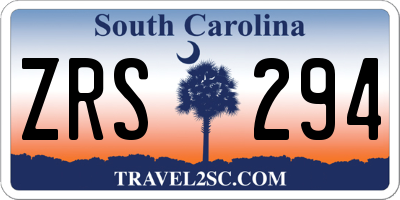 SC license plate ZRS294