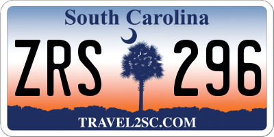 SC license plate ZRS296