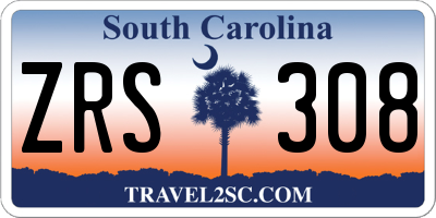 SC license plate ZRS308