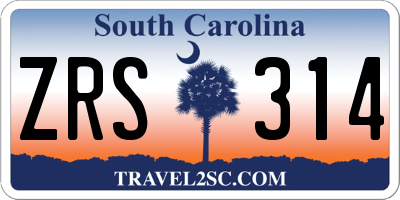 SC license plate ZRS314