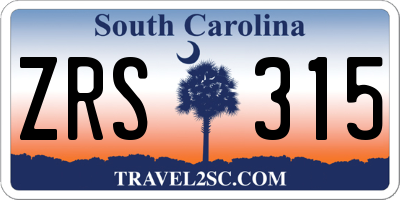 SC license plate ZRS315