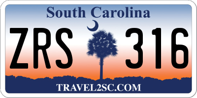SC license plate ZRS316