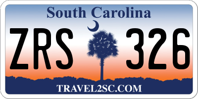 SC license plate ZRS326