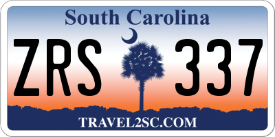 SC license plate ZRS337