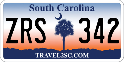 SC license plate ZRS342