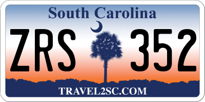 SC license plate ZRS352