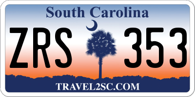 SC license plate ZRS353