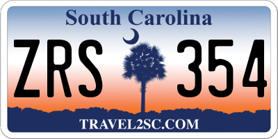 SC license plate ZRS354