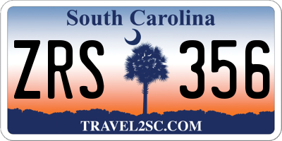 SC license plate ZRS356