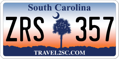 SC license plate ZRS357