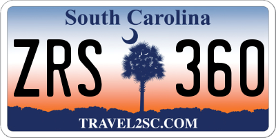 SC license plate ZRS360