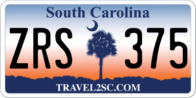 SC license plate ZRS375