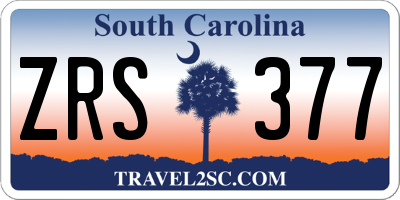 SC license plate ZRS377
