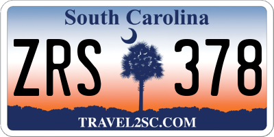 SC license plate ZRS378