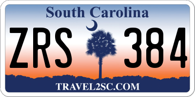SC license plate ZRS384