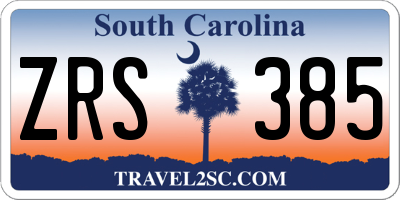 SC license plate ZRS385
