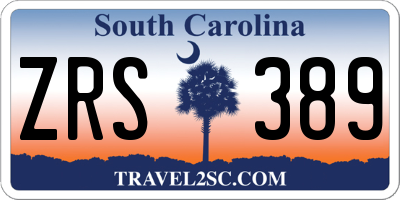 SC license plate ZRS389