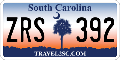 SC license plate ZRS392