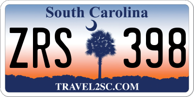 SC license plate ZRS398