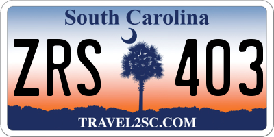 SC license plate ZRS403