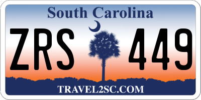 SC license plate ZRS449