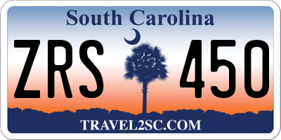 SC license plate ZRS450