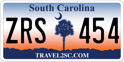SC license plate ZRS454