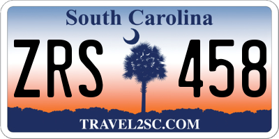 SC license plate ZRS458