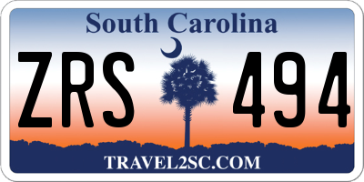 SC license plate ZRS494