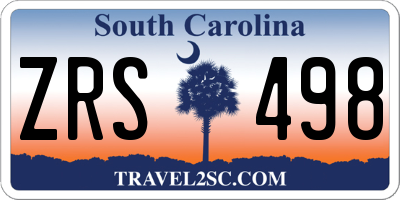 SC license plate ZRS498