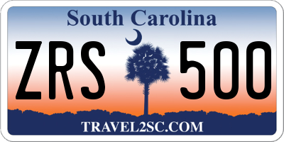 SC license plate ZRS500