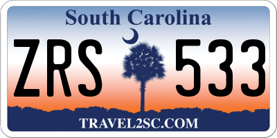 SC license plate ZRS533