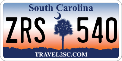 SC license plate ZRS540