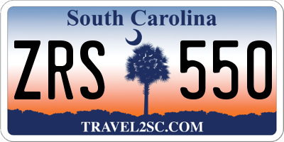 SC license plate ZRS550