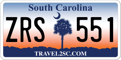 SC license plate ZRS551