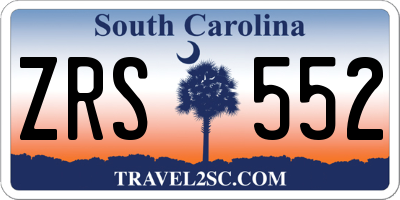 SC license plate ZRS552