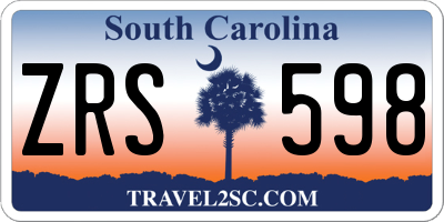 SC license plate ZRS598